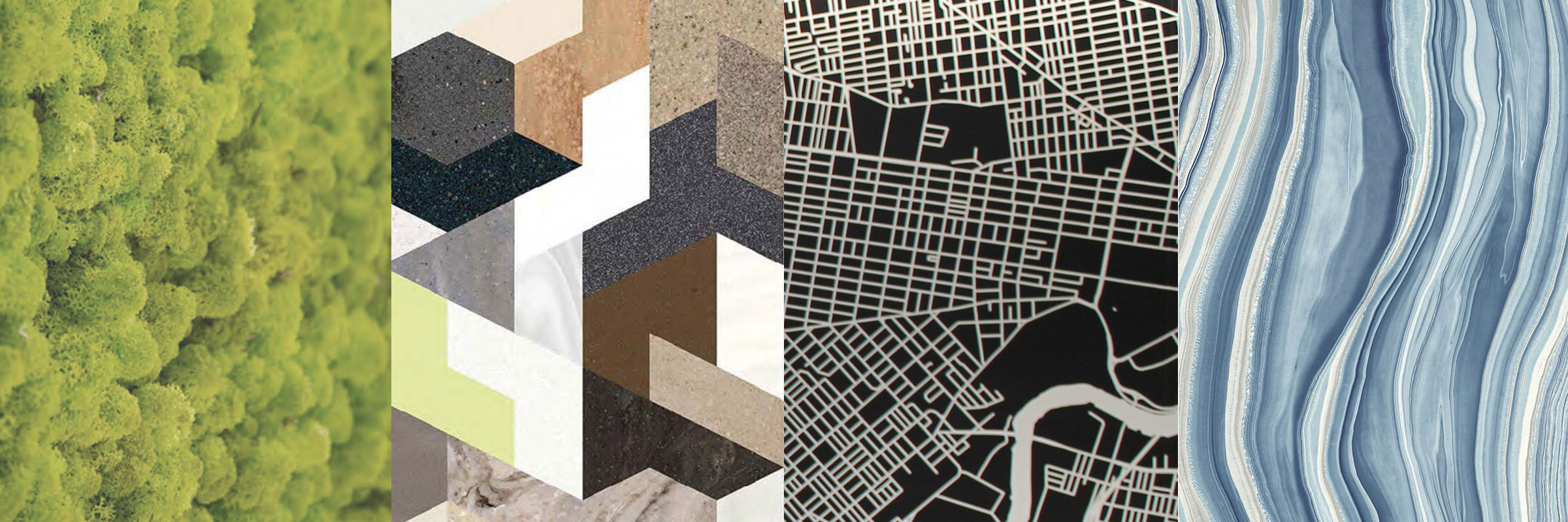 Blending of unique materials, graphics, surfacing imaging